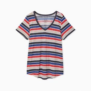 Women s Torrid V-Neck Tee - triblend burnout stripe multicolor - Size 2X